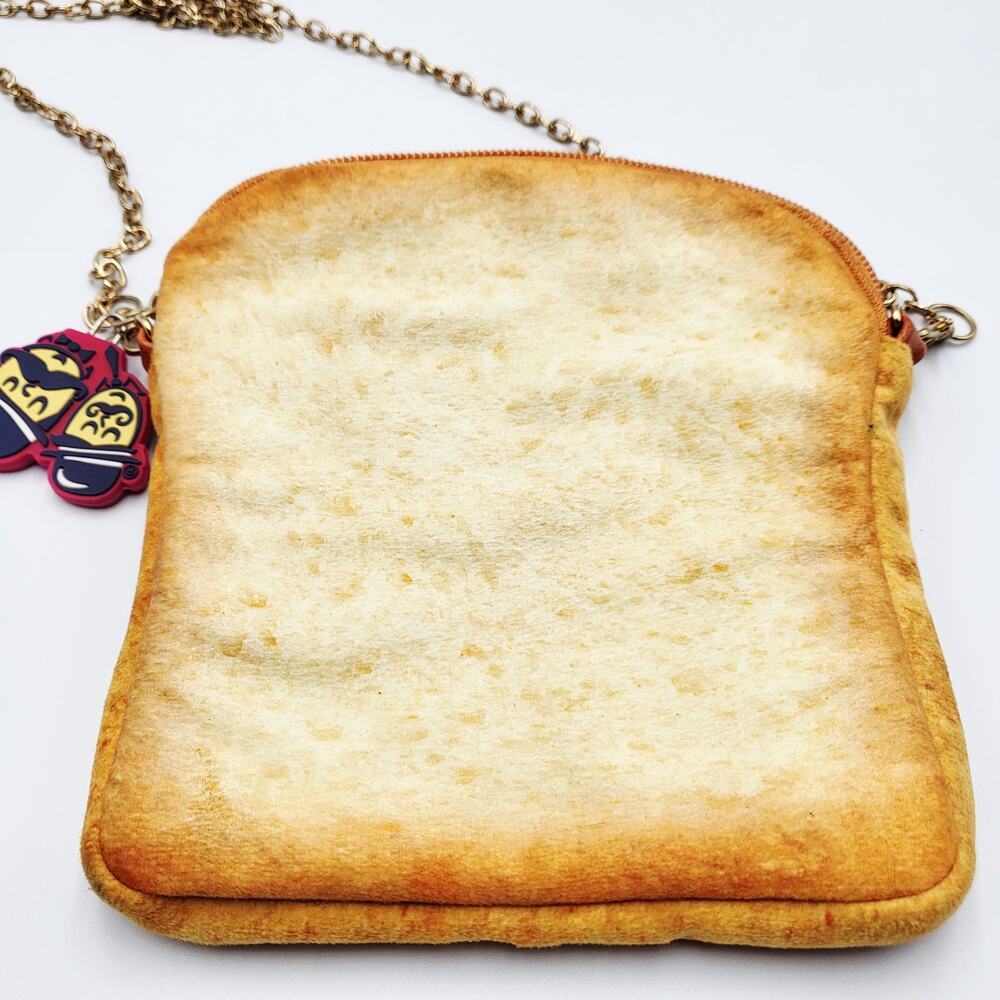 Belgian Boys Butter Toast Shape Zip Closure Chain Strap Shoulder Bag Food Foodie - Picture 3 of 8